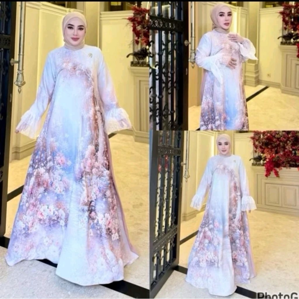 Dress Gamis Shellasaukia Baju Muslim wanita Cantik Kondangan Arisan Pesta