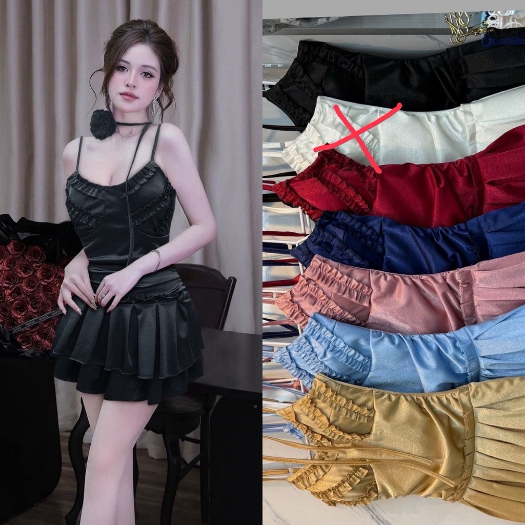 DRESS MINI MEKAR CHOKER ROSE SATIN / DRESS MINI  SATIN PARTYDRESS