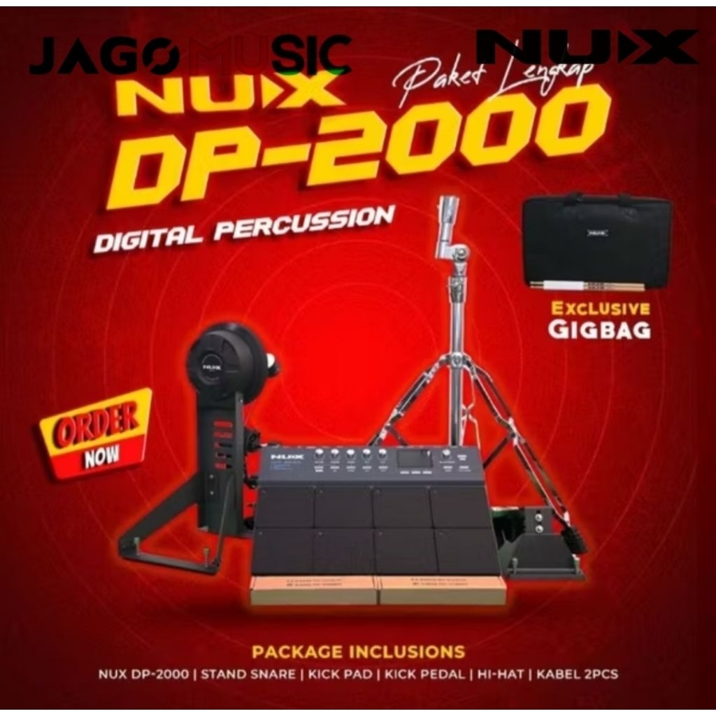 Paket Drum Elektrik Drum Pad Drumpad Nux DP2000 Percussion Pad Nux DP 2000