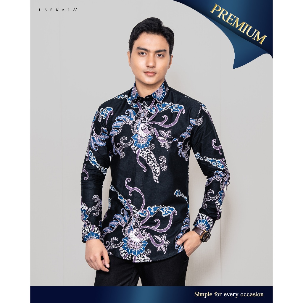 Laskala Batik Premium Laxmi Kemeja Batik Pria Slimfit Lengan Panjang