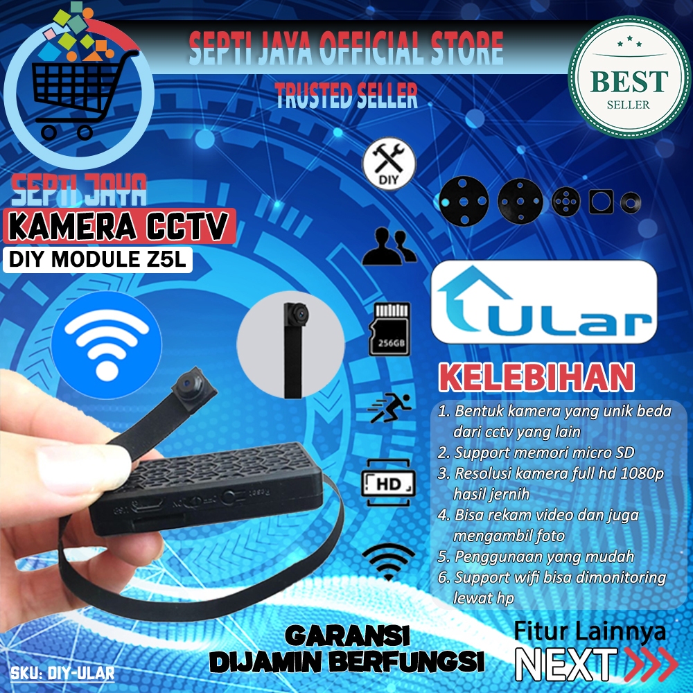 IP Kamera DIY Module Mini ULAR Lensa Kamera Keamanan Pengintai Kontrol Jarak Jauh Resolusi Full HD 1
