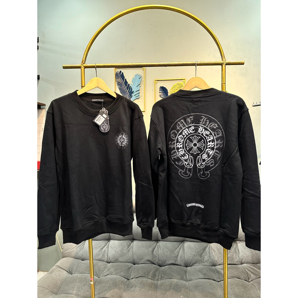 DRP clothing_ crewneck chromeheart logo basic gray printed black