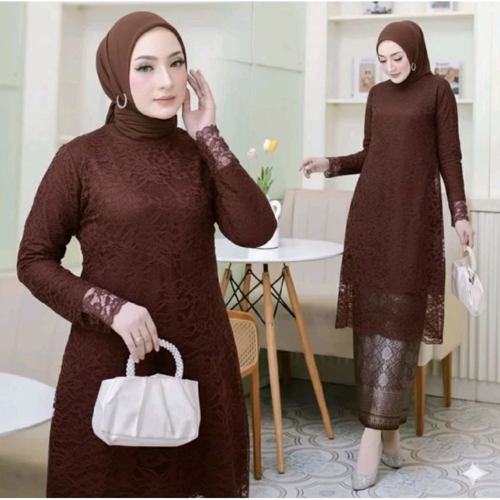 Kebaya Tunik Brukat dan Songket lilit Palembang//Setelan Kebaya brukat modern//Baju kebaya brukat so