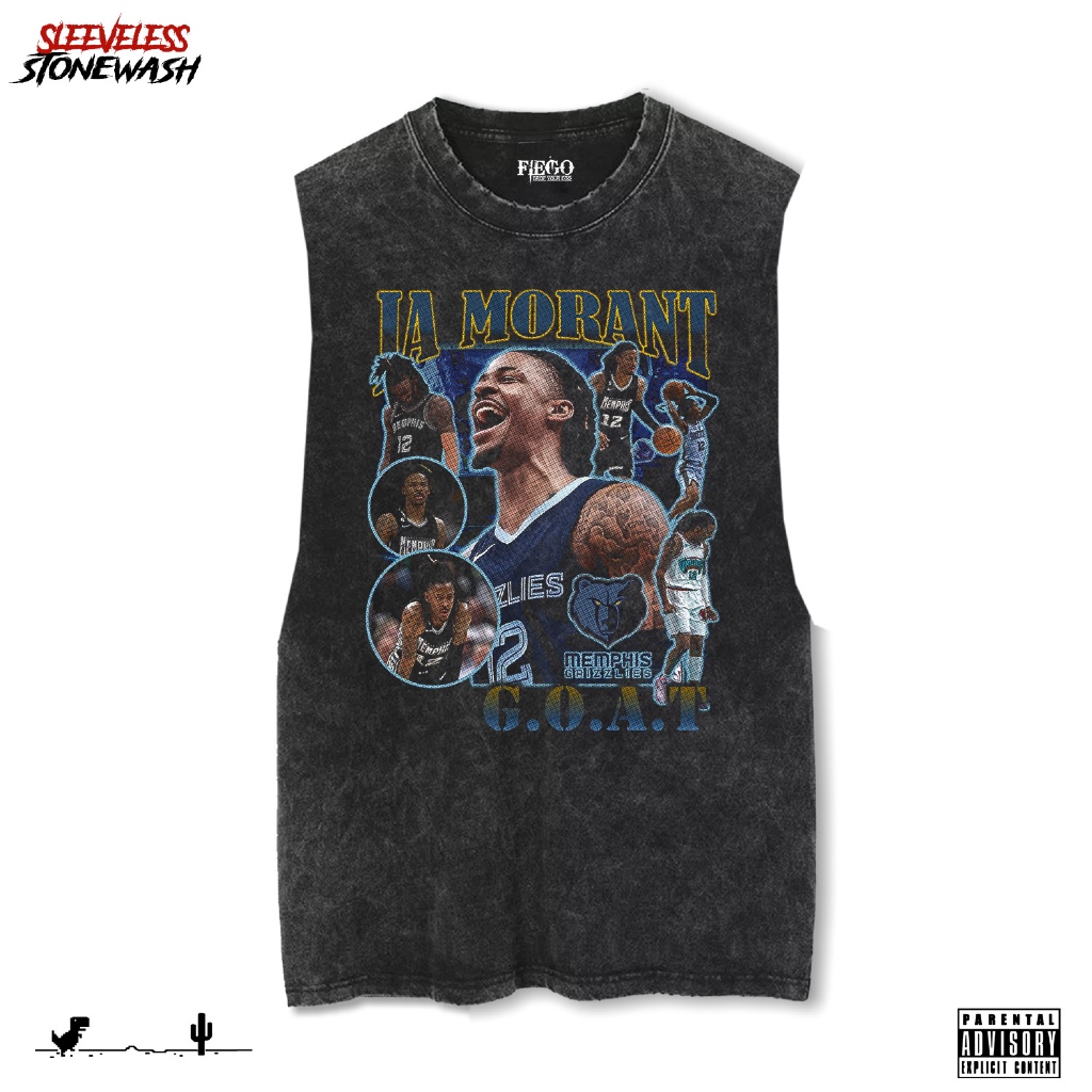 Fiego JA MORANT 1 | Premium slim Singlet T-Shirt | Stone Wash