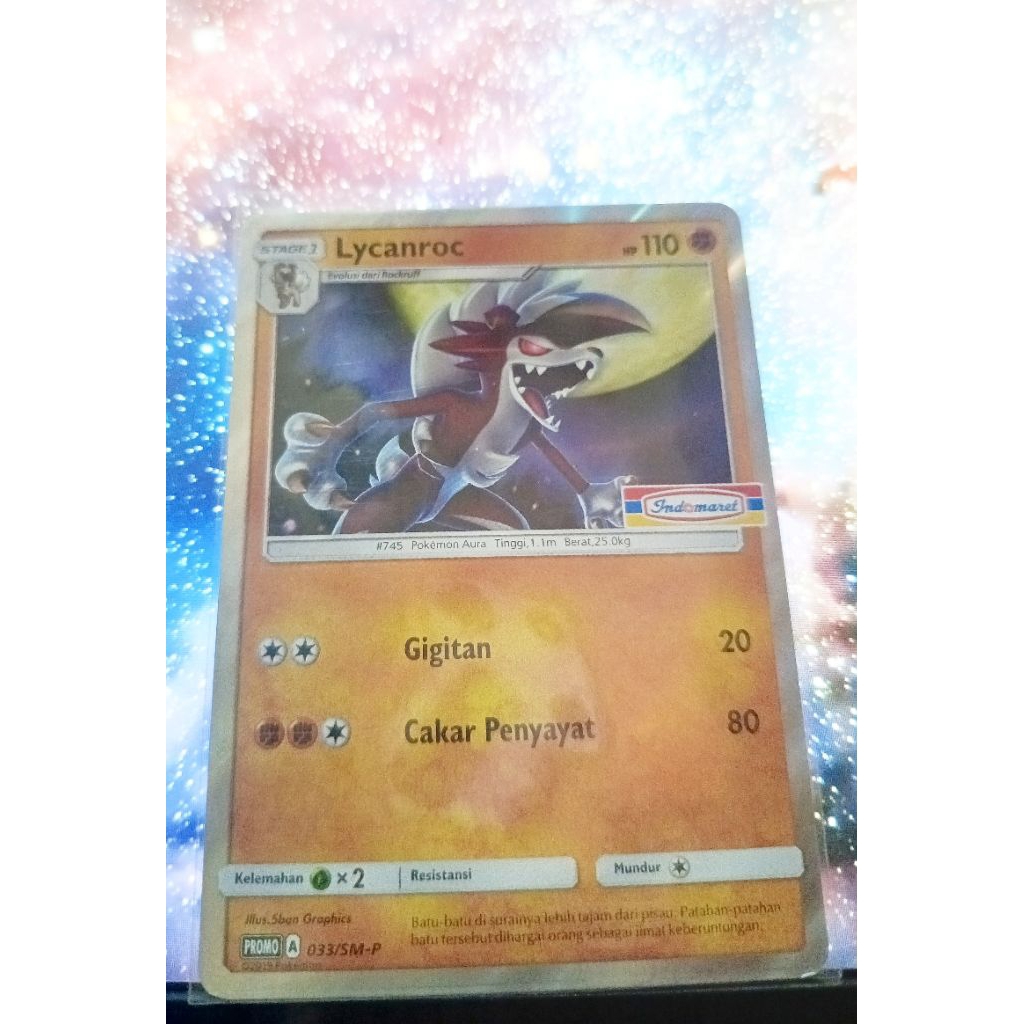 Kartu Pokemon Lycanrock Foil Promo Indomaret 033/SM-P + Sleeve