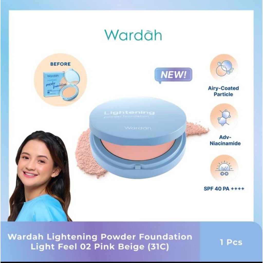 Wardah Lightening Powder Foundation Two Way Cake + KACA