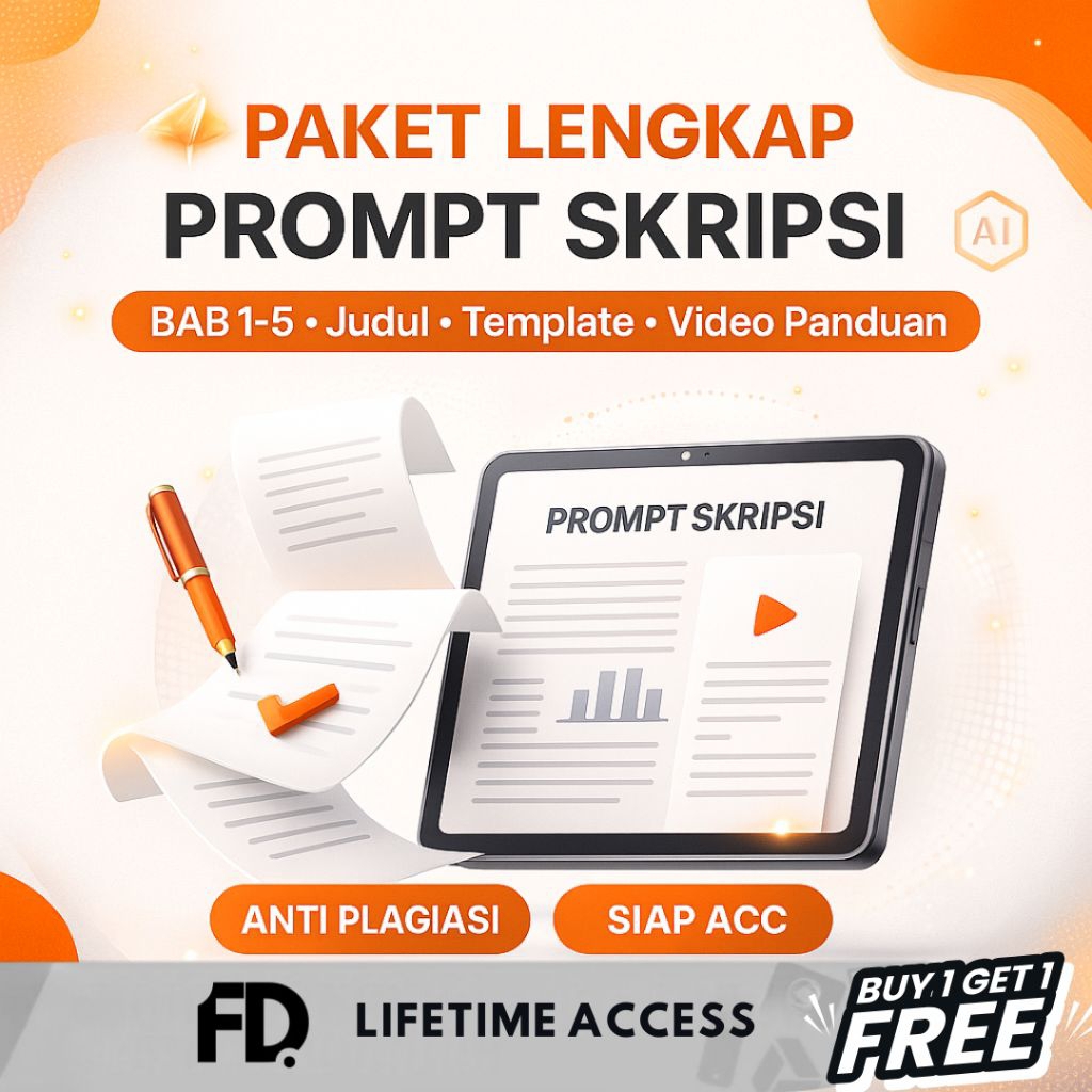 Prompt Skripsi Kualitatif Lengkap BAB 1–5 + Judul + Video & Template PPT Anti Plagiat