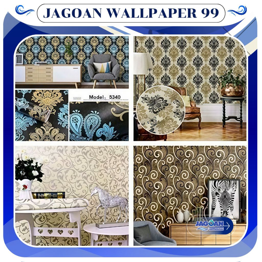 Wallpaper Dinding Batik Biru Wallpaper Dinding Mewah Wallpaper Dinding Stiker Wallpaper Kamar Wallpa