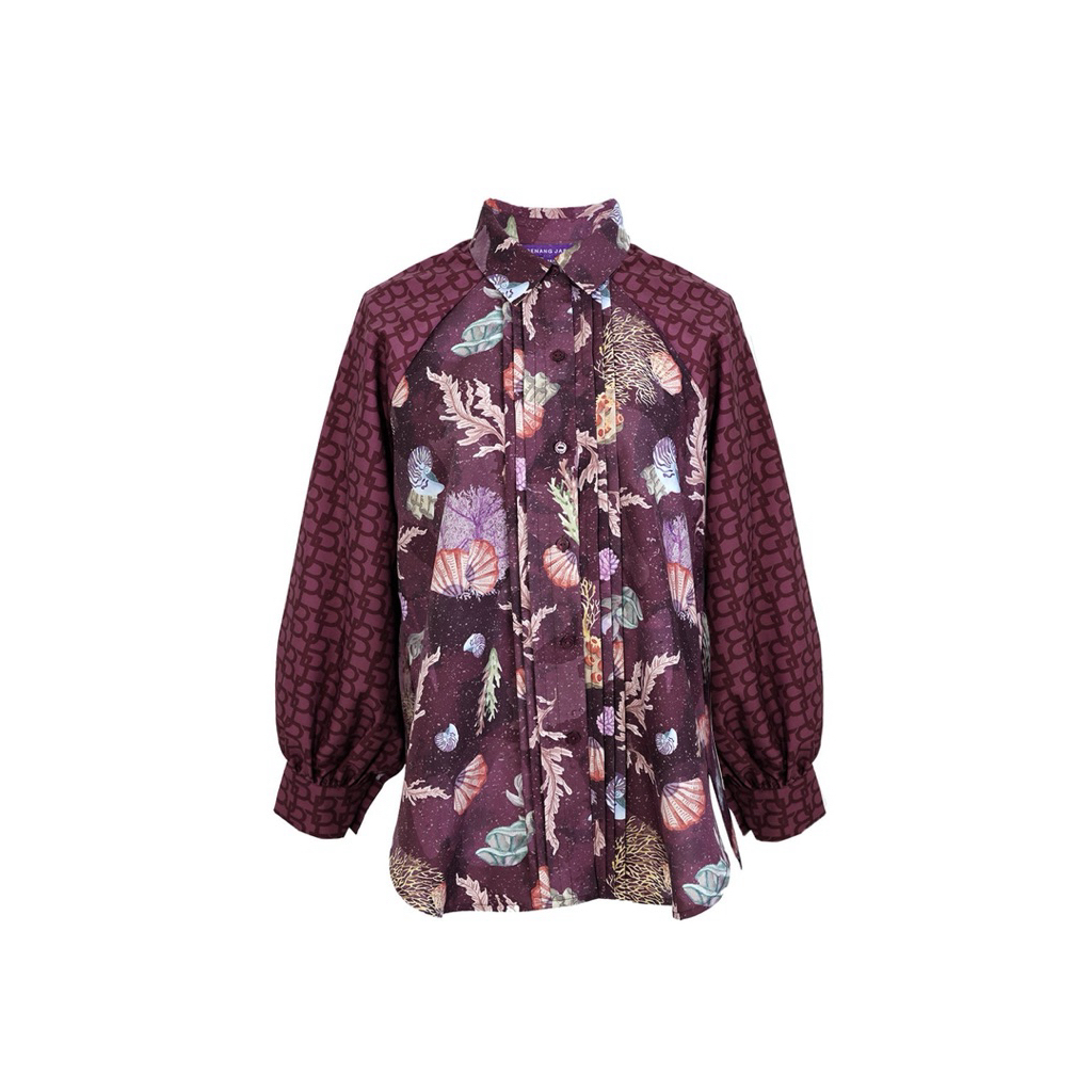 BENANG JARUM SHIRT DAN JILBAB BS BUNDLING DAPAT 5  ITEM AQUARIELLE RAGLAN MAROON SIZE M PL VVGC BUND