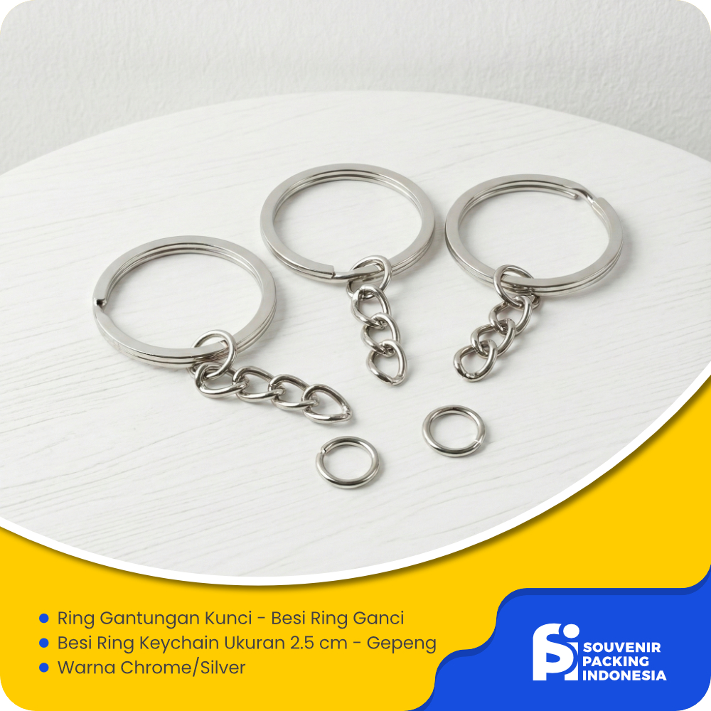 Ring Gantungan Kunci | Besi Ring Ganci | Besi Ring Keychain Ukuran 2.5 CM - Gepeng
