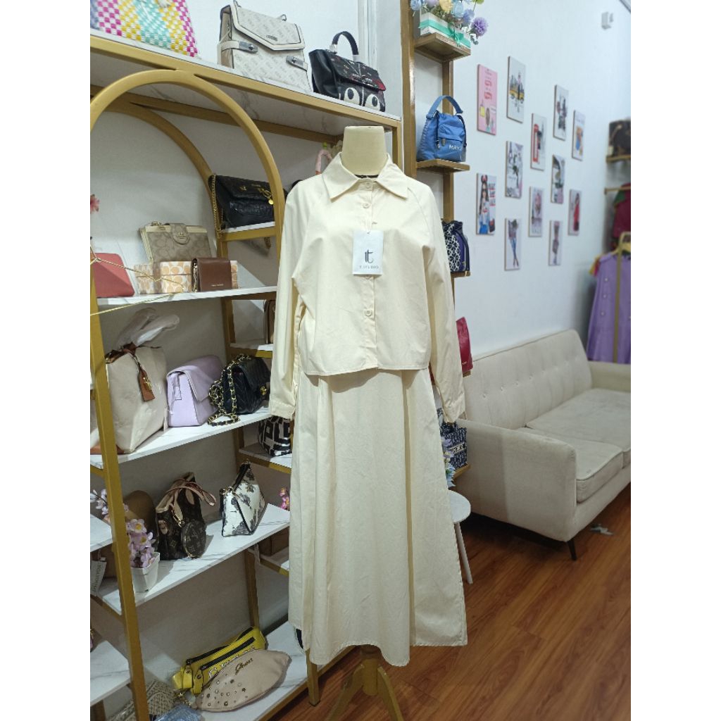 LONG DRESS LENGAN PANJANG SET INNER KOREAN STYLE