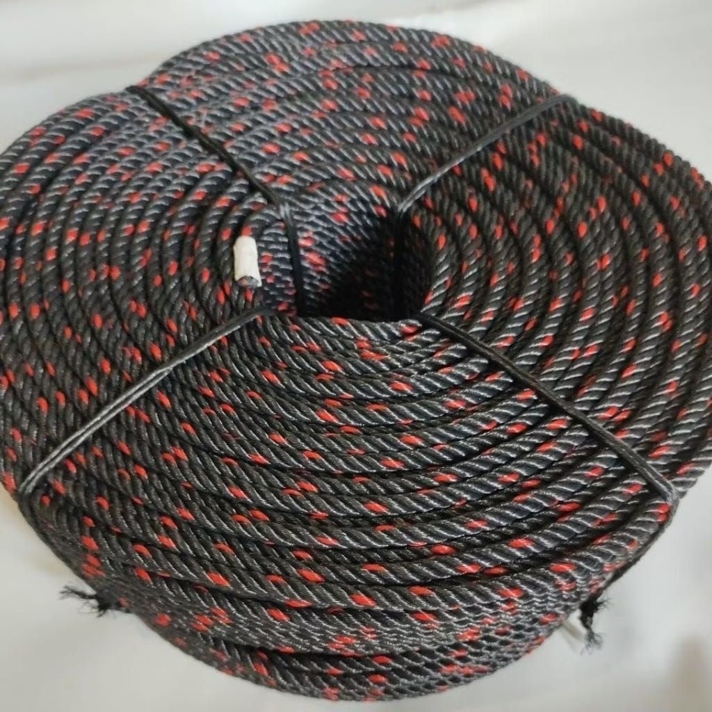 Tali Tambang 6mm Hitam bintik merah 1Roll
