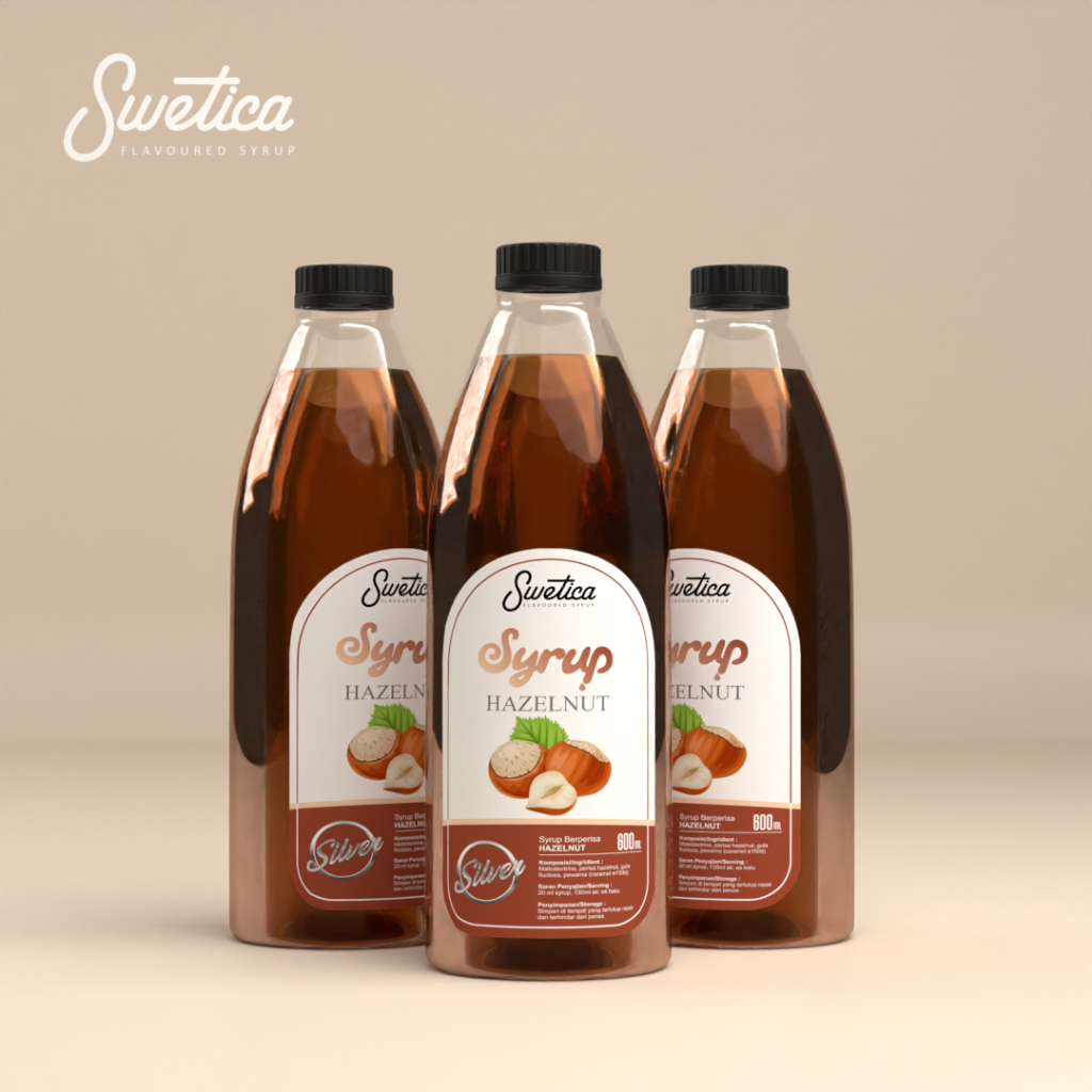 Sirup Kopi Rasa Hazelnut Merek Swetica Silver 600ml - Hazelnut Syrup for Coffee - Sirup Kekinian