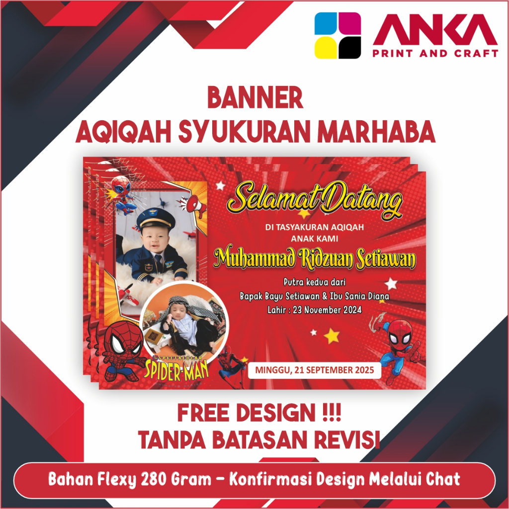 Cetak Banner / Spanduk Aqiqah Syukuran Marhaba Selamat Datang Free Desain