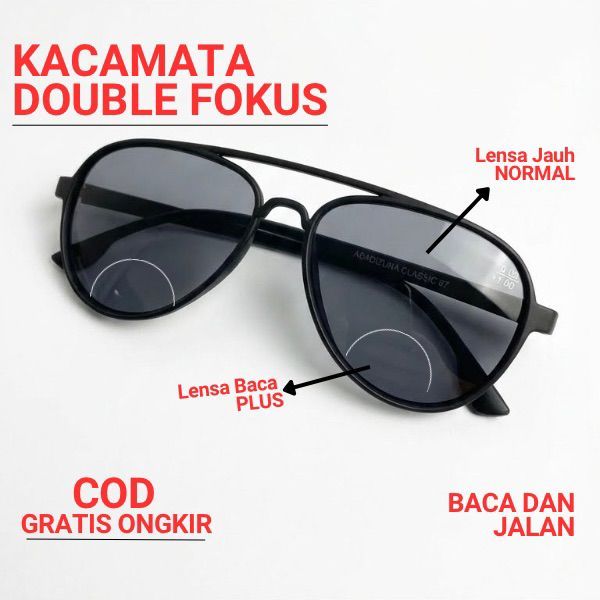 Kacamata Baca dan Jalan AVIATOR [KLASIK GREY] Dobel Fokus Pria Wanita Antiradiasi Antisilau