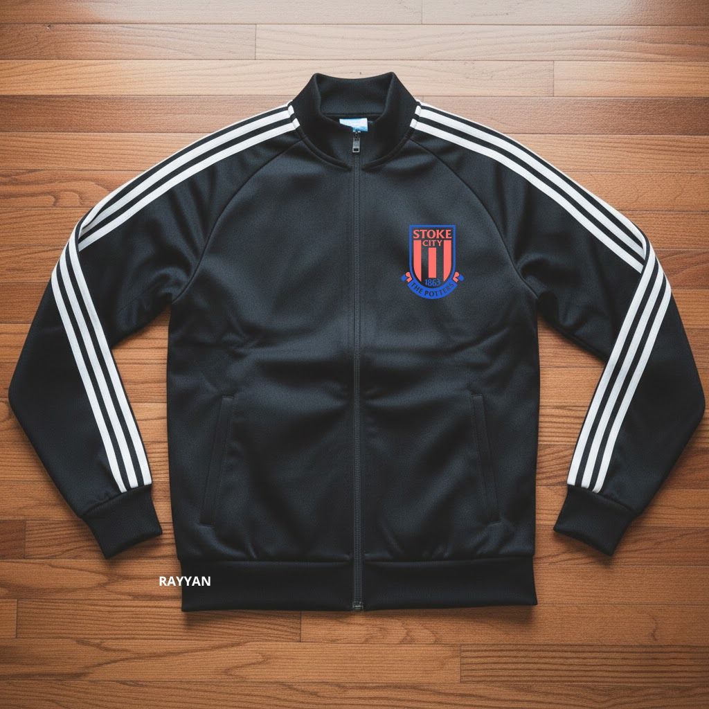 Stoke City Tracktop Jacket Football Club Liga Inggris Jaket Olahraga Outdoor Motif List 3 Tangan Sz 