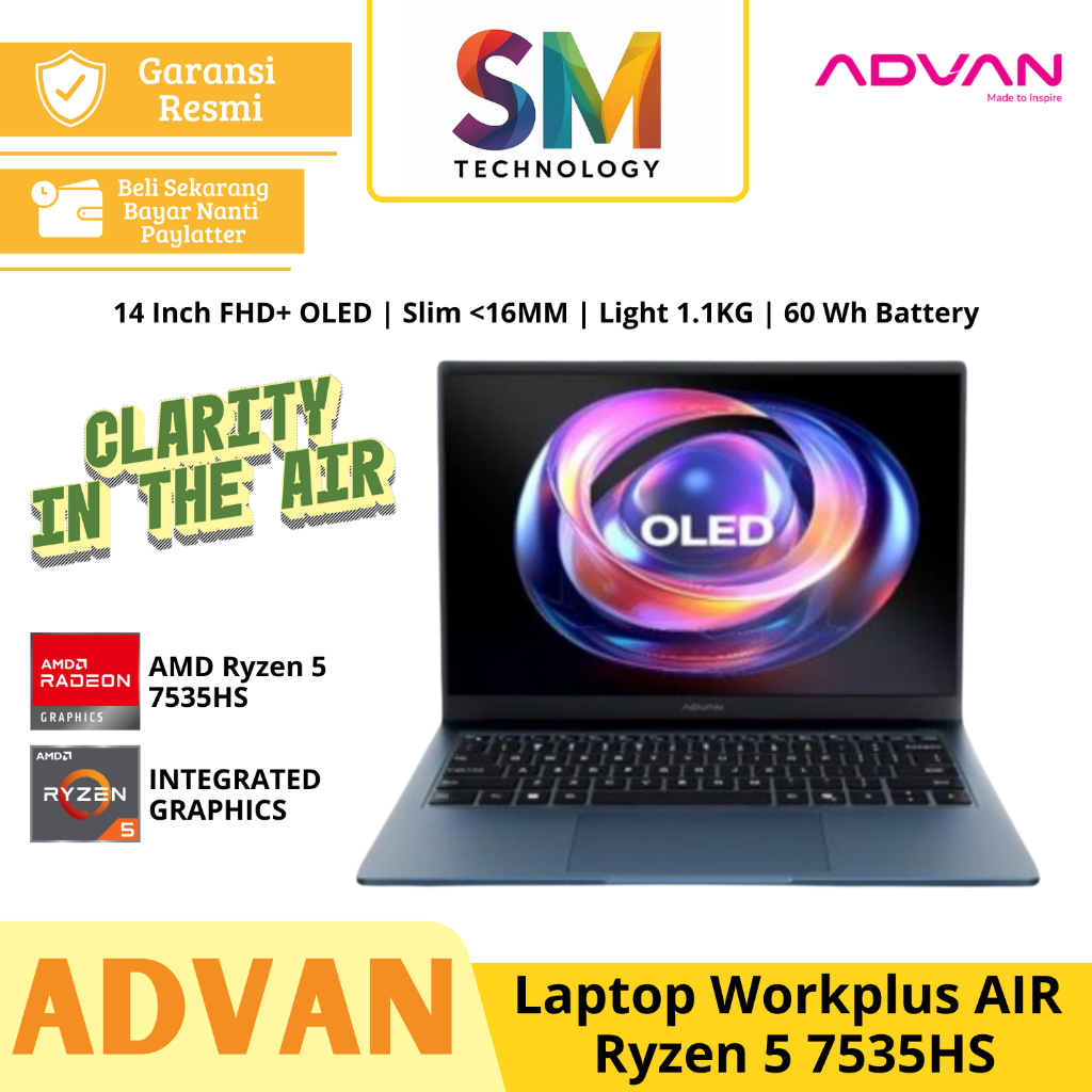 Advan Laptop Workplus Air Ryzen 5 7535HS 16GB 512GB W11