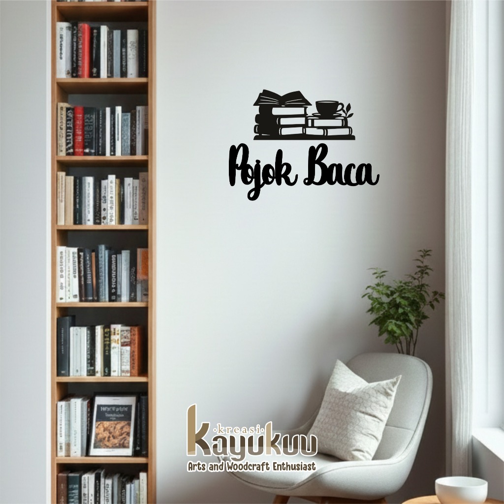 Kreasikayukuu Hiasan Dinding Pojok Baca Aesthetic Plywood 5mm | Dekorasi Sudut Baca Anak & Sekolah