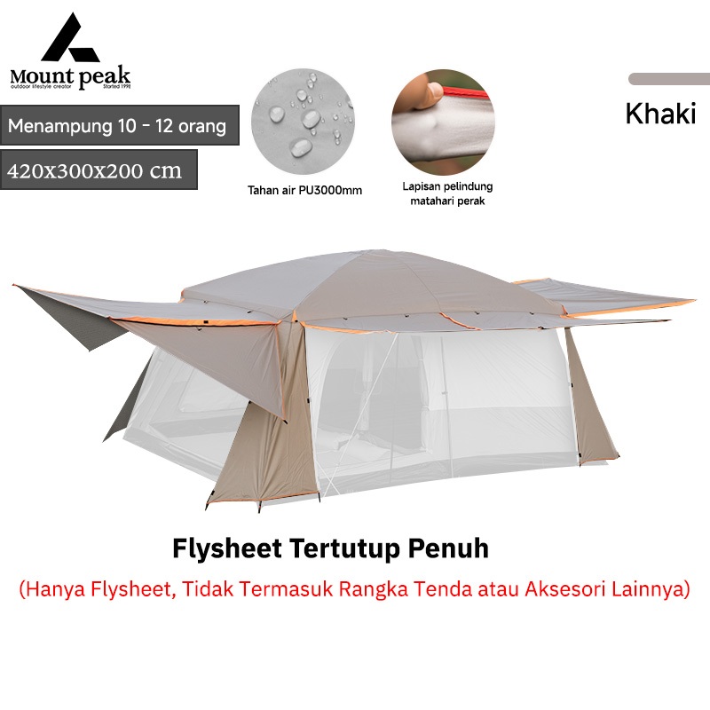 Terpal Waterproof Tenda Outdoor 2 Kamar 1 Ruang Tamu Pelindung Alas Tenda Camping Bahan Tebal Tahan 