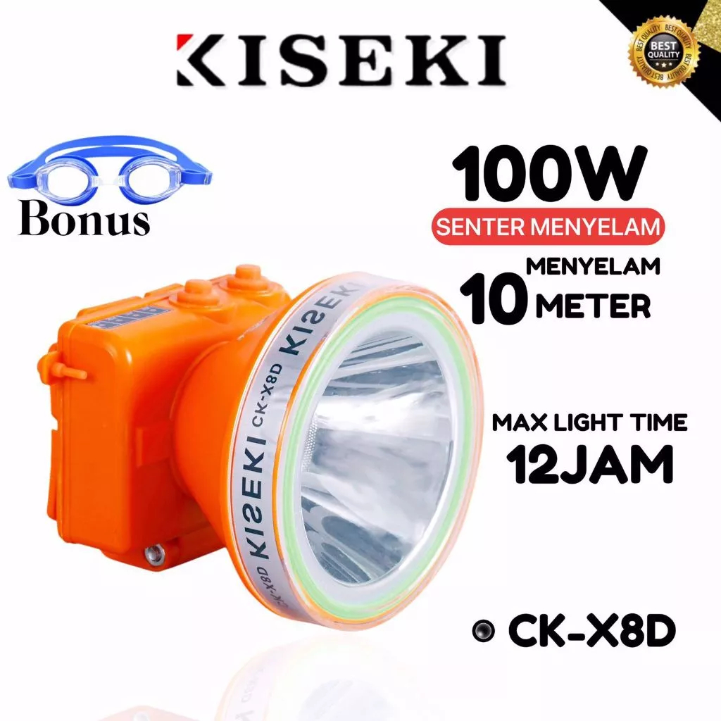 Senter Kepala Selam Kiseki CK-X8D 100W Senter Selam Headlamp Super Bright