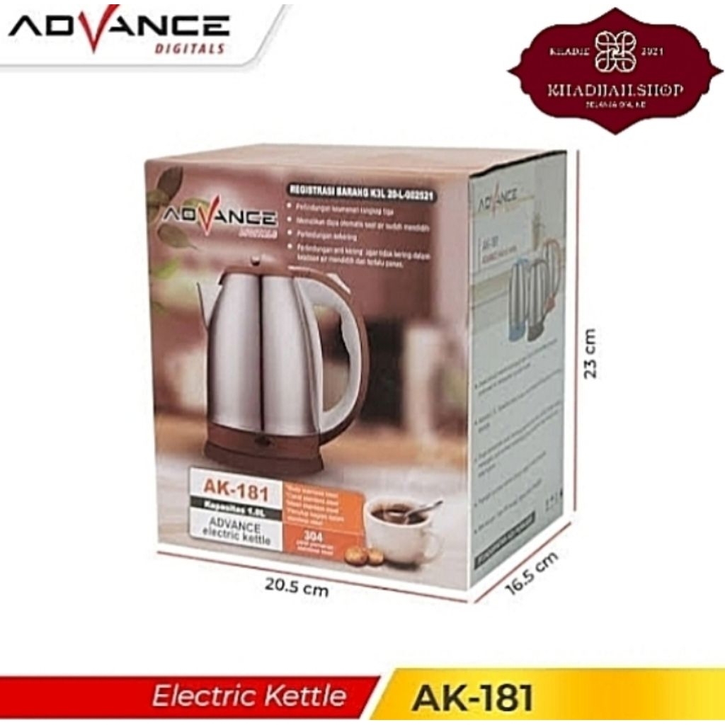 advance teko listrik 1,8 liter / thermos listrik stainless steel
