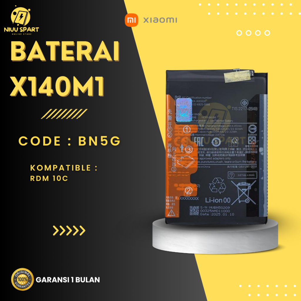 BATERAI BATTERY XIAOMI BN5G XIAOMI REDMI 10C, XIAOMI REDMI 10A DOUBLE [IC POWER] ORIGINAL