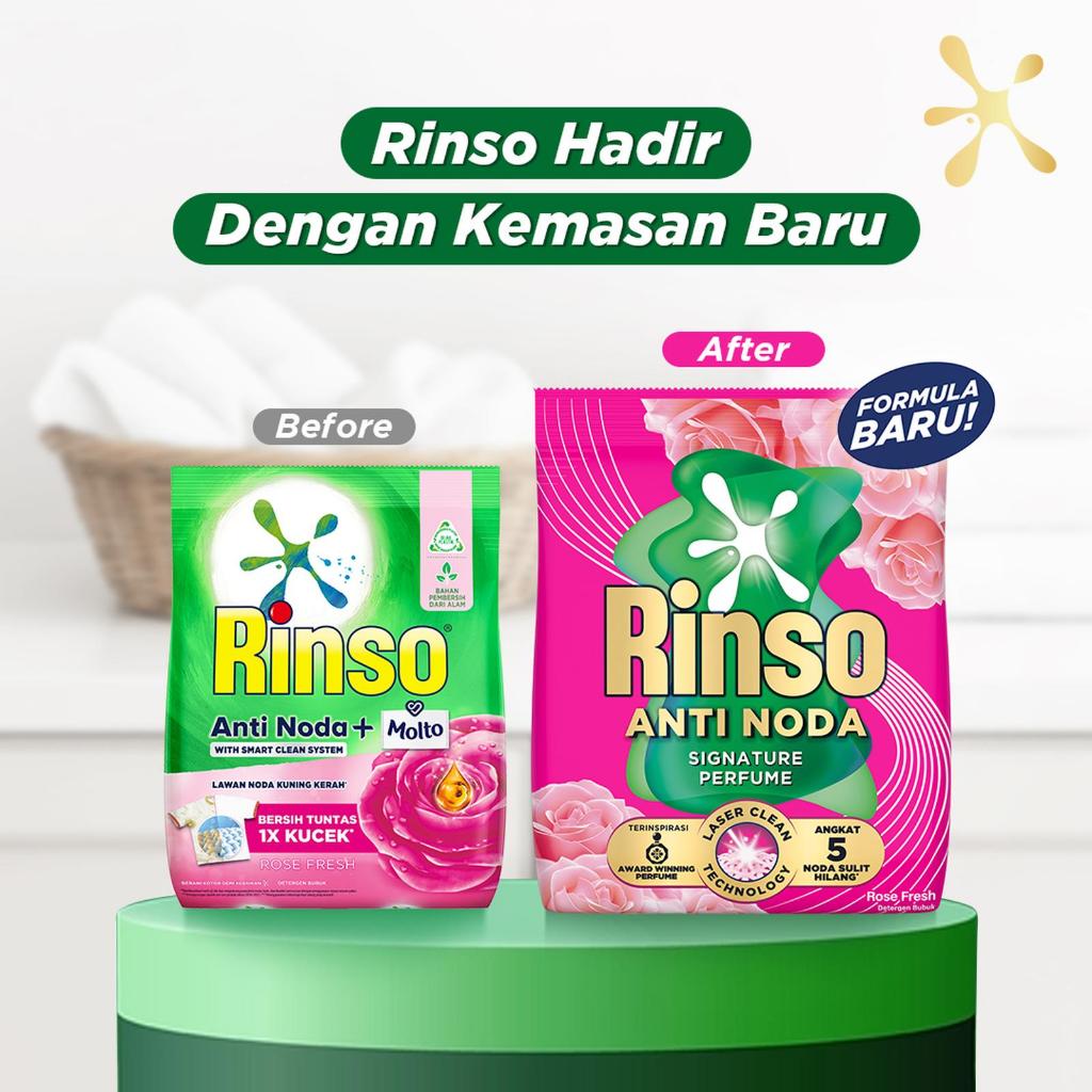 RINSO Detergen Molto - Anti Noda - Pink Rose Fresh - 1.4 kg / 1440 gr + 2750gram - 2.7 kg