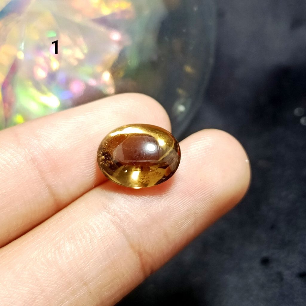 Batu kecubung teh , madu atau kecubung bensin dan kecubung kopi (D) asli Kalimantan bentuk oval polo