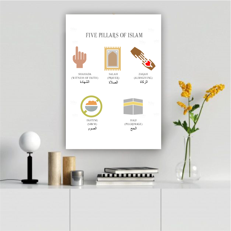 Hiasan Dinding Islami / Hiasan Ruang Tamu / Hiasan Kamar Tidur / Five Pillars Of Islam