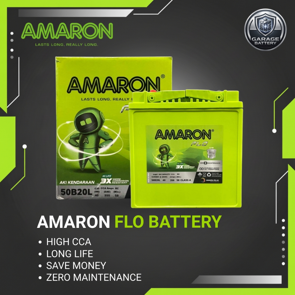 Amaron Hi Life Flo Aki Mobil Daihatsu Rocky NS40ZL / 50B20L 12V / 40Ah - Aki Kering