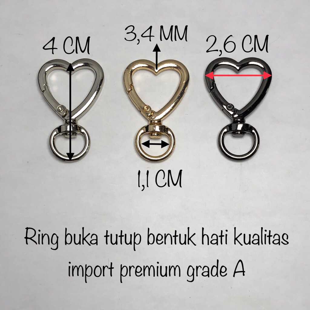 Aksesoris ring tas hati (buka tutup) kualitas import premium