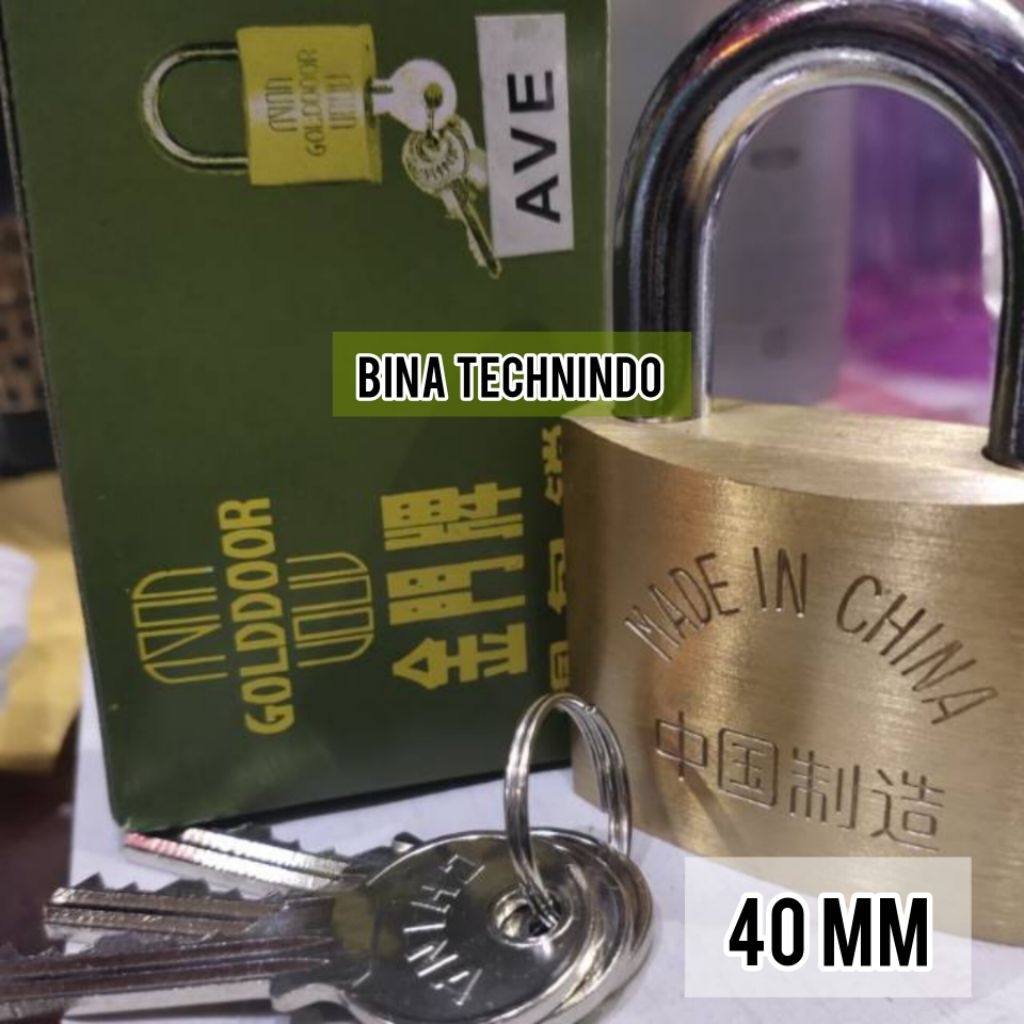(SALE)GEMBOK KUNINGAN ASLI 40MM GOLDDOOR/ PADLOCK 40MM. GEMBOK GOLDDOOR 40MM. BRASS PADLOCK  GOLDDOO