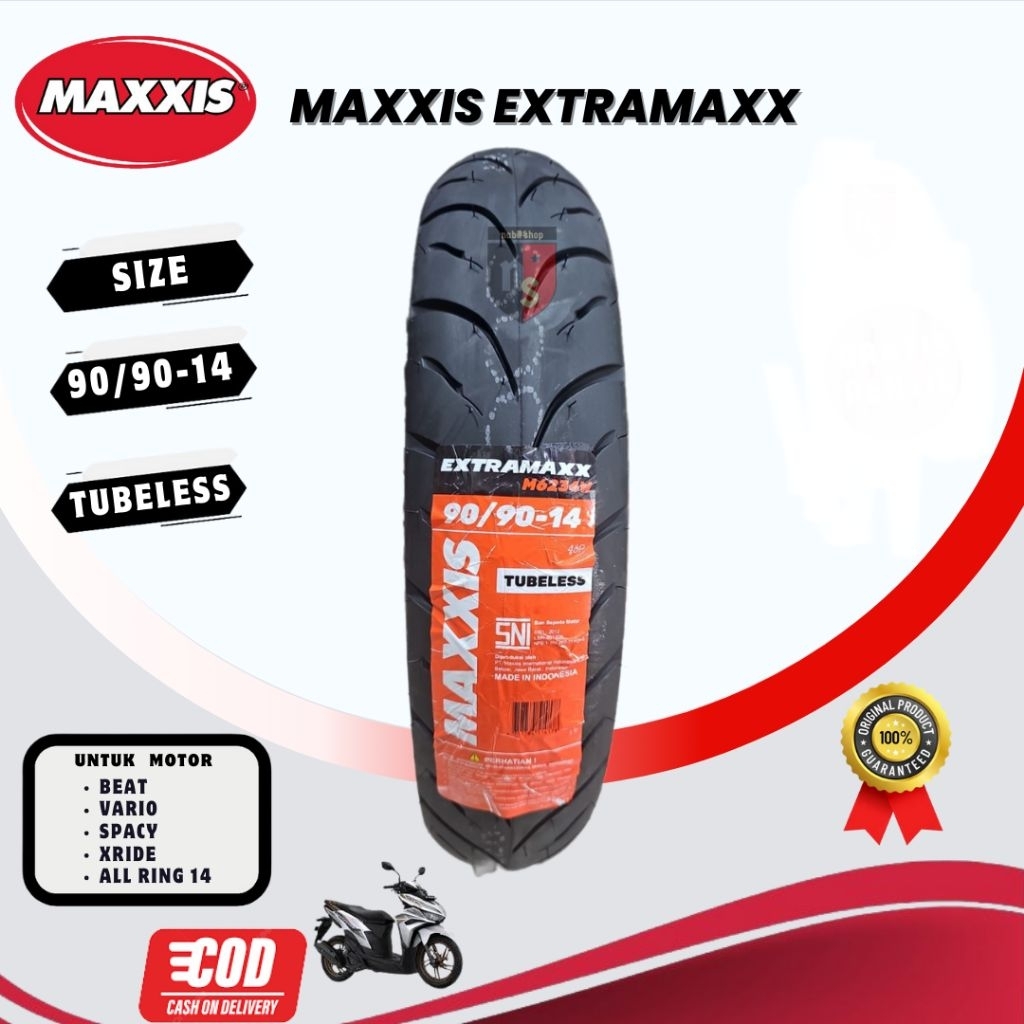 BAN MAXXIS EXTRAMAX 80/90-14 DAN 90/90-14 // BAN MOTOR VARIO // BAN MOTOR BEAT// BAN MAXXIS RING 14 