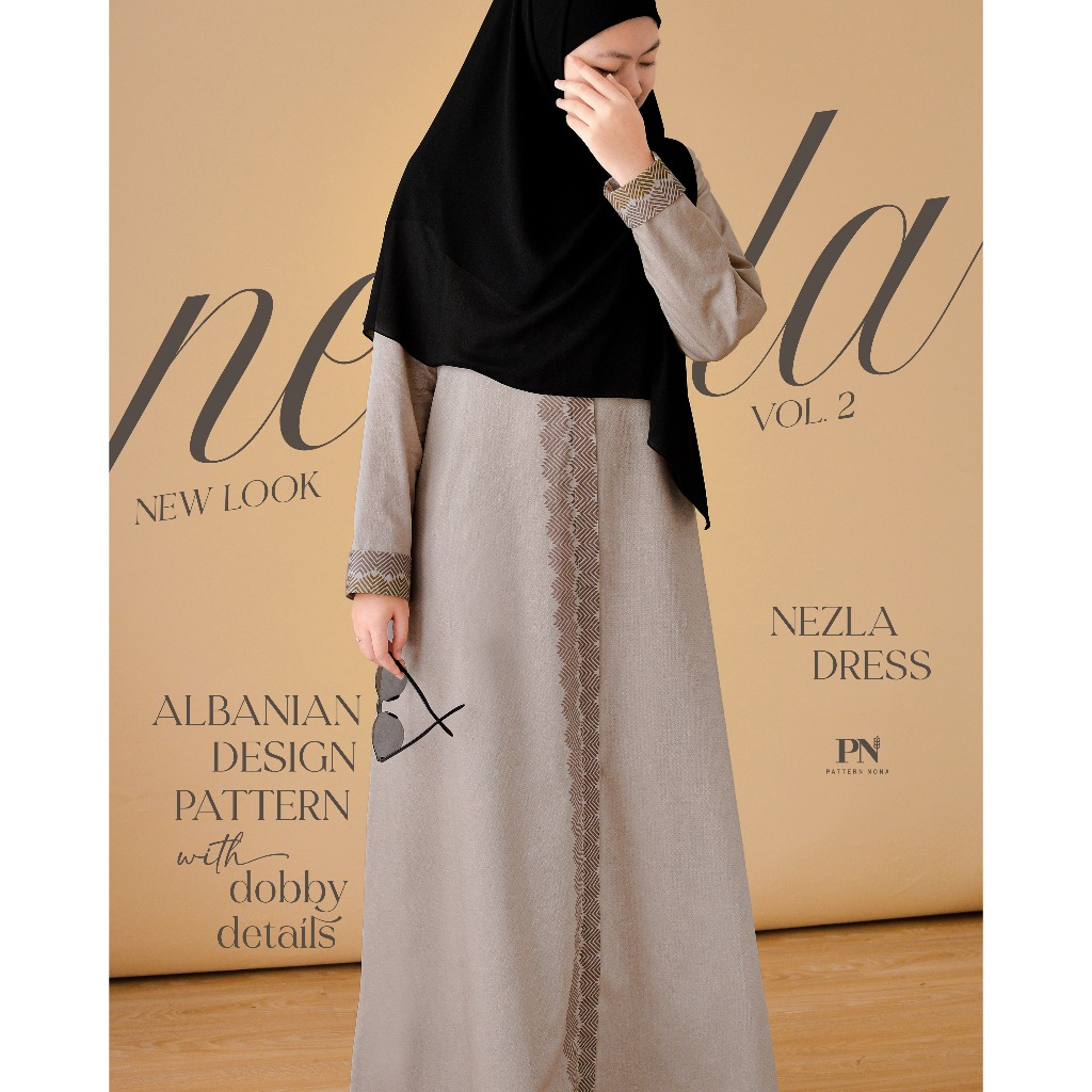Pattern Nona Dress Nezla Tunik Nezla Albanian Design Pattern Gamis Soft Dobby Cotton | Exclussive Ed
