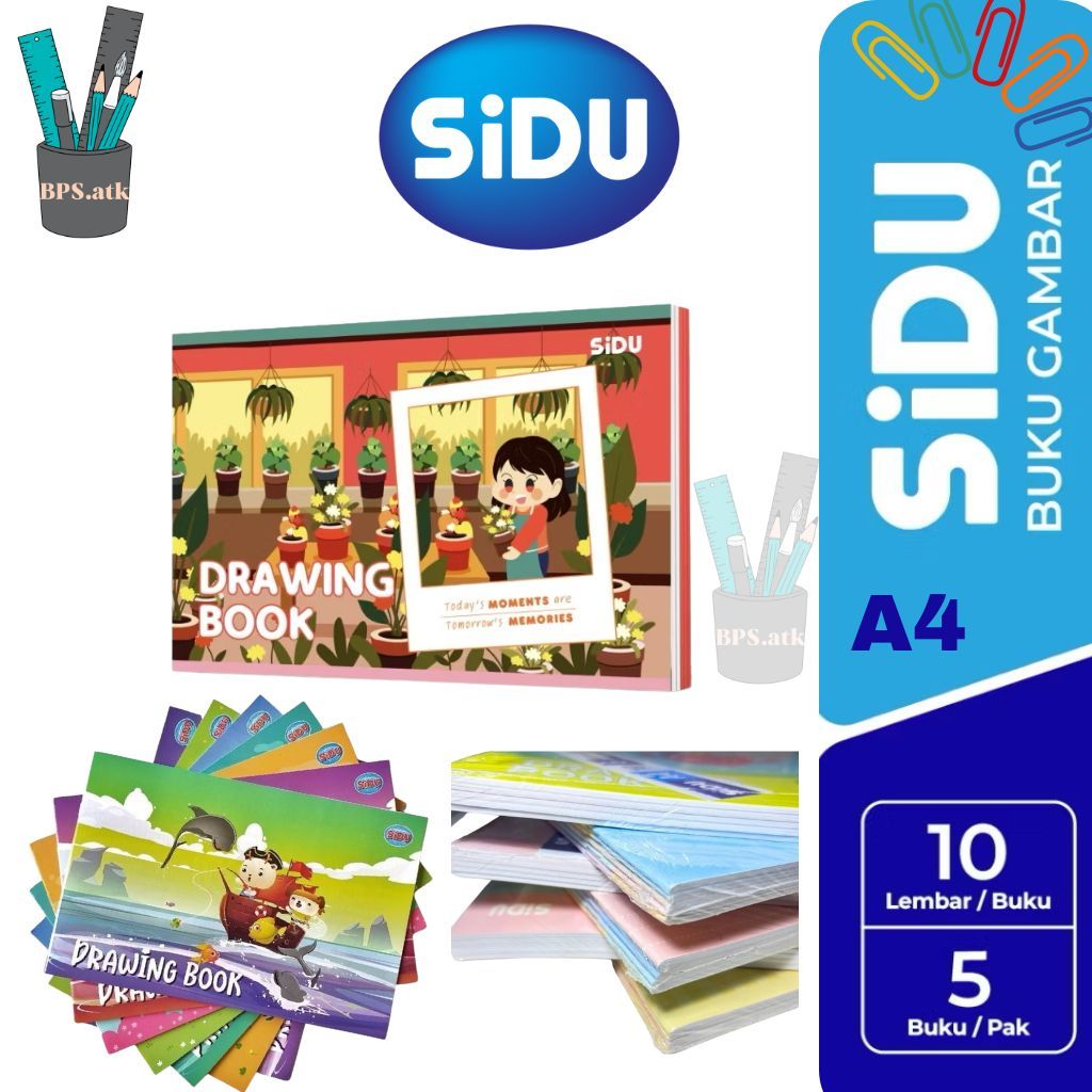 (1 pak isi 5) Buku Gambar SIDU A4 - Buku Gambar Karakter Lucu