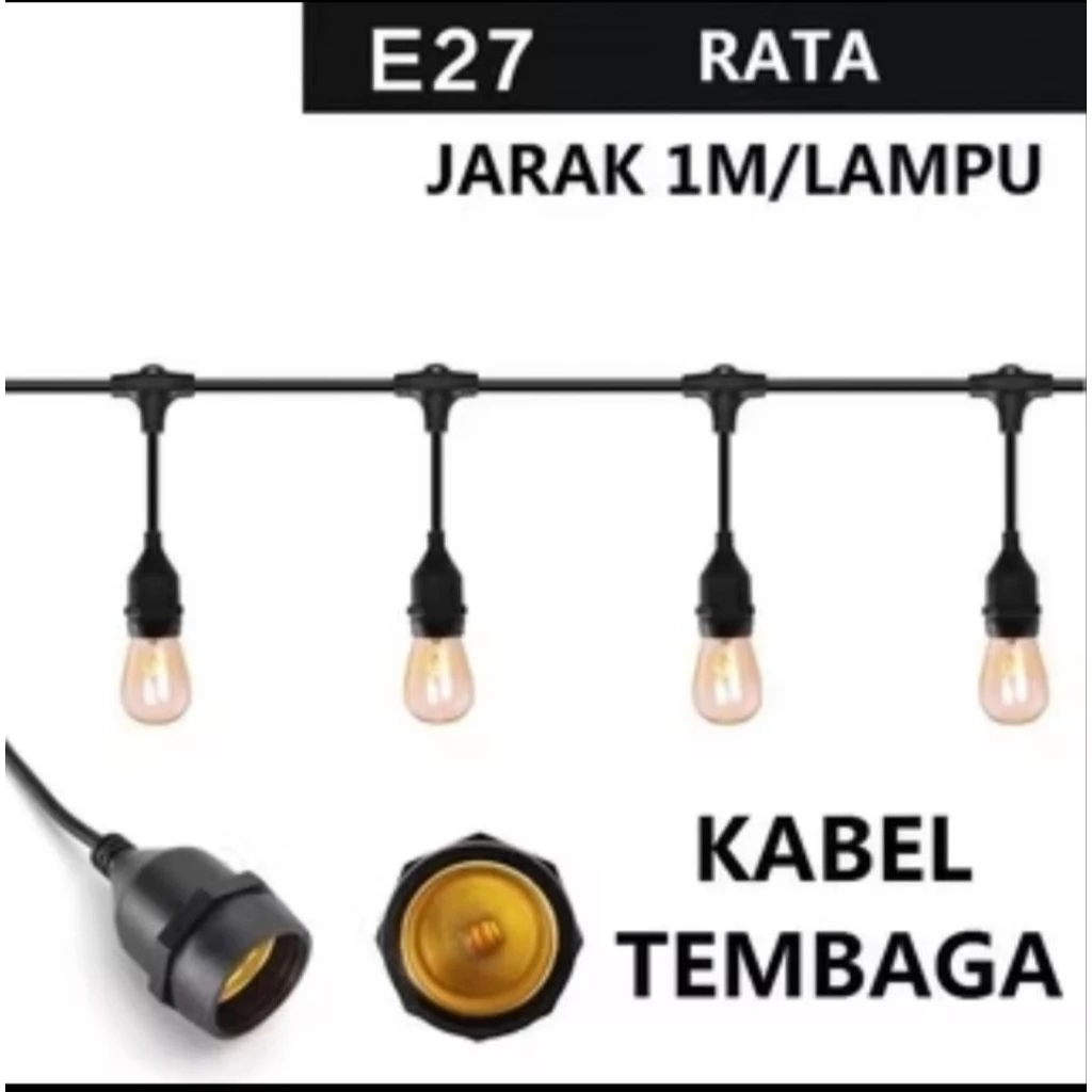 Kabel Fitting Gantung Lampu Outdoor Tembaga 10M 10 Fitting Kabel Lampu Gantung Cafe