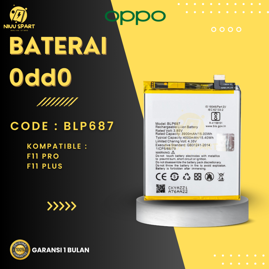 BATERAI BATTERY OPPO BLP697 F11 Pro DOUBLE [IC POWER] ORIGINAL
