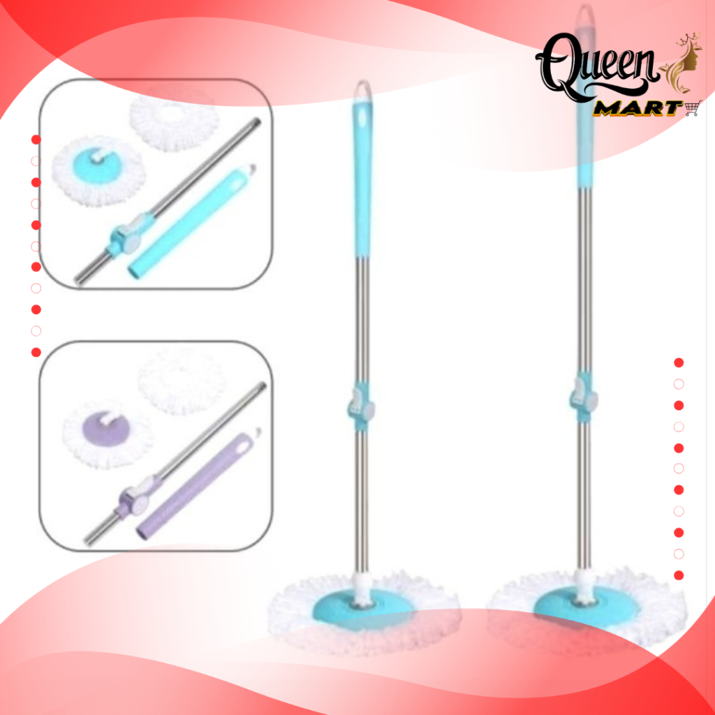 QM - TONGKAT PEL  SET ALAT PEL LANTAI SPIN MOP FREE KAIN PEL TONGKAT GAGANG SAPU LAP ULTRA MOP