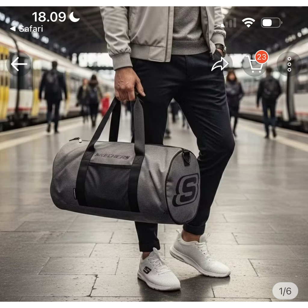 tas skechers duffle rolling  bag grey tas travel skechers original . SKESDB8379GY