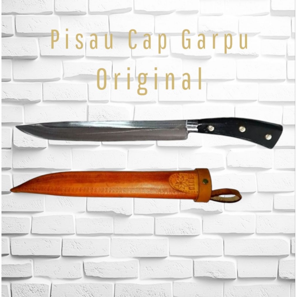 Pisau Cap Garpu + Sarung Kulit Original Ukuran Besar