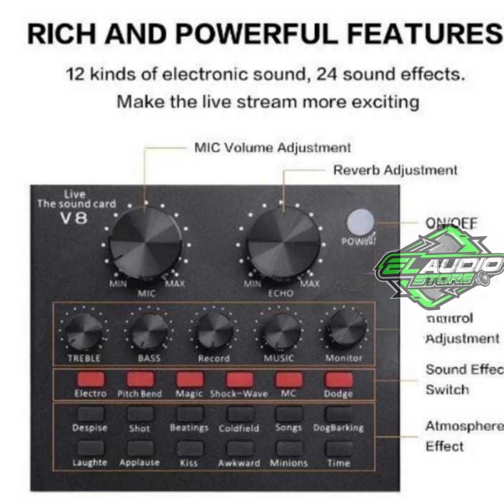 Sound card V8 Mixer Bluetooth / Sound Card Audio Mixing USB External