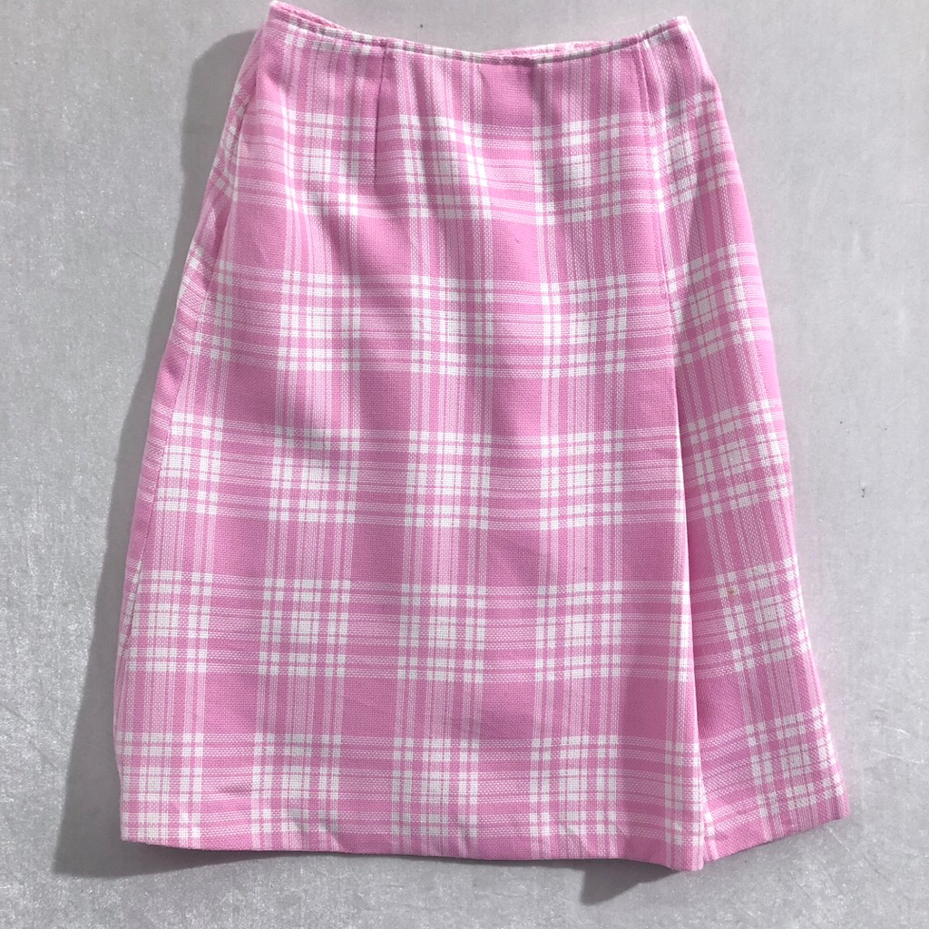 Rok tartan size S LP 66 pink and white plaid  mini skirt preppy Y2K fashion aesthetics span sku 1715