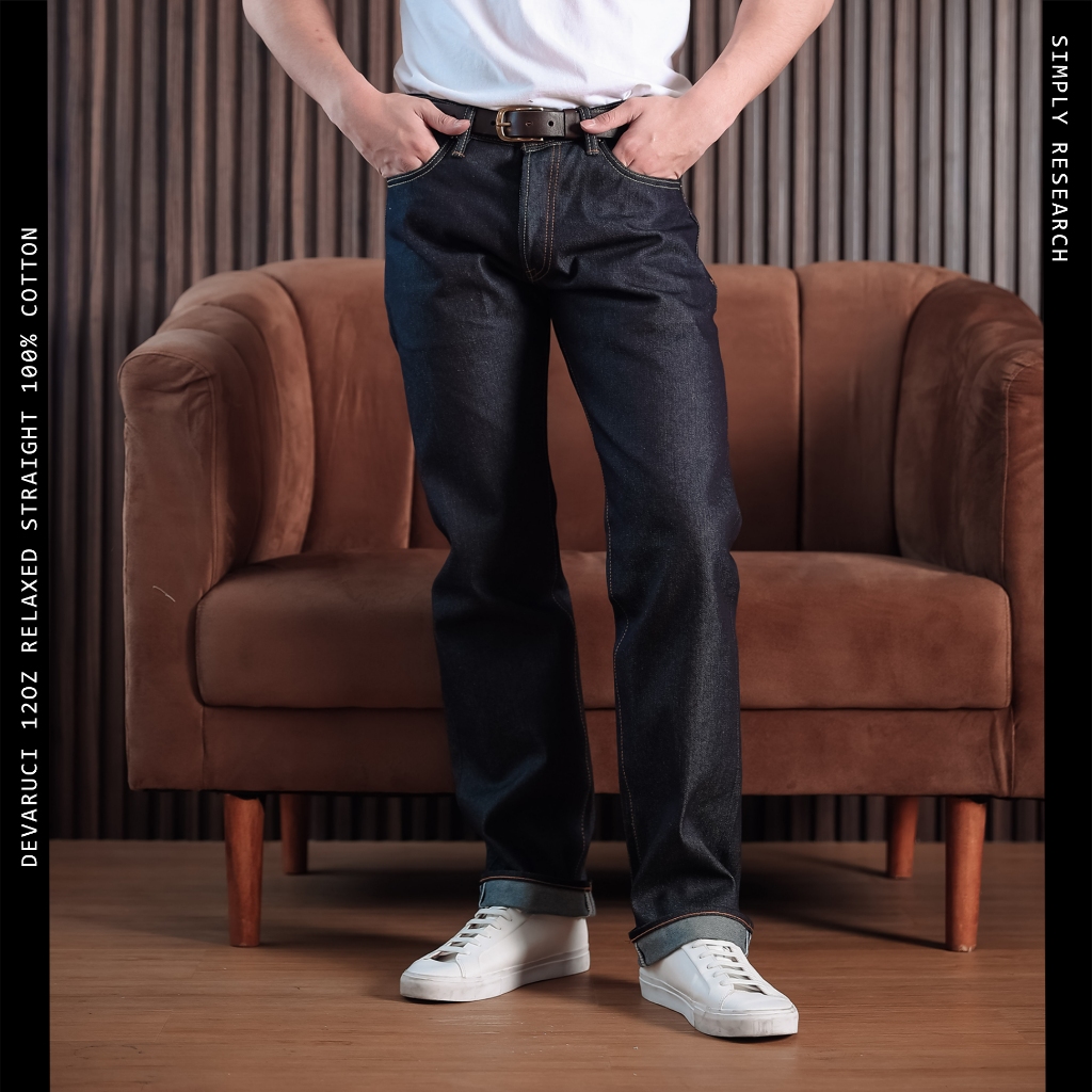 Raw Denim Loose Jeans Relaxed 12Oz SR Devaruci Selvedge Accent