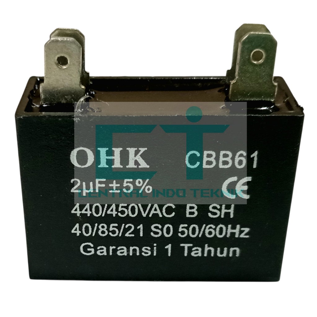KAPASITOR FAN AC UKURAN 2UF 2MIKRO MERK OHK 4 KAKI KAPASITOR KOTAK HITAM KAPASITOR FAN SOKET SOCKET 