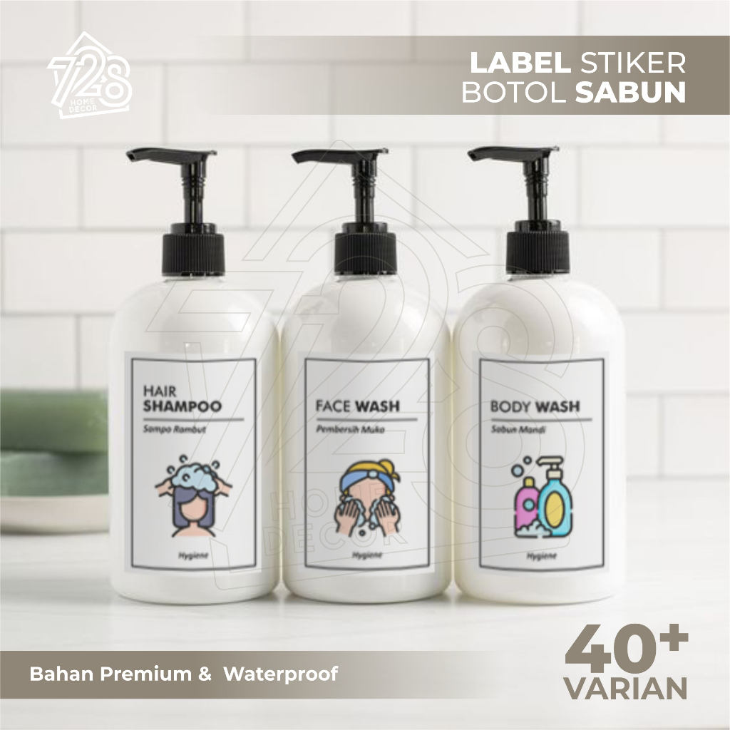 Label Stiker Botol Sabun Best Seller, Anti Air - Waterproof, Desain Warna Estetik / Stiker Botol Lau