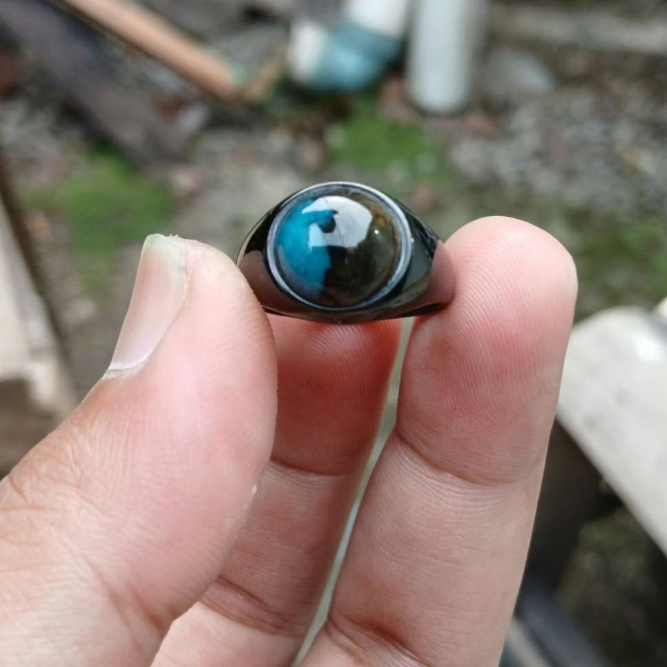 Cincin batu bacan kembang bulat natural