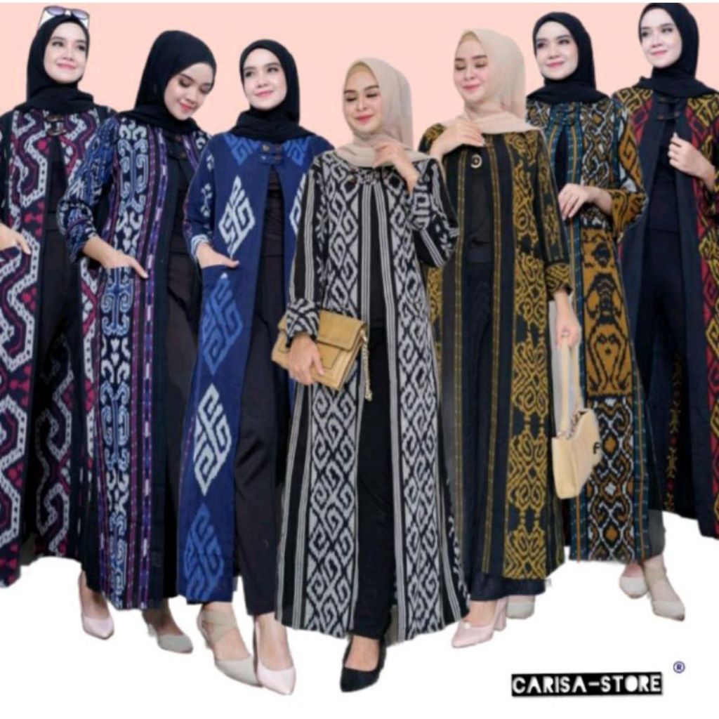 LONG OUTER WANITA TERBARU, LONG CARDI TENUN TROSO PREMIUM + [ BONUS SECRUNCIE TENUN CANTIK]