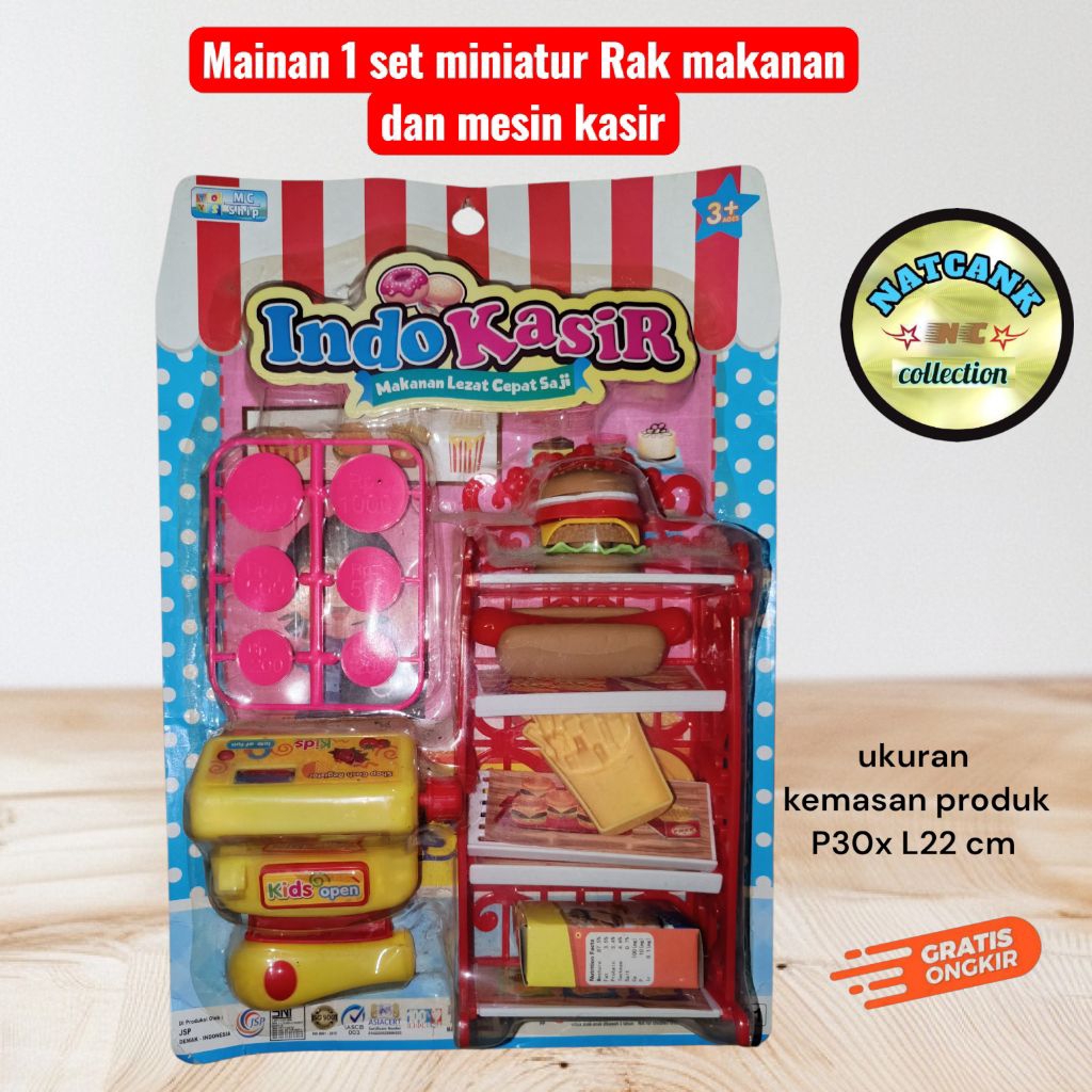 mainan anak set mesin kasir - kasiran + rak makanan