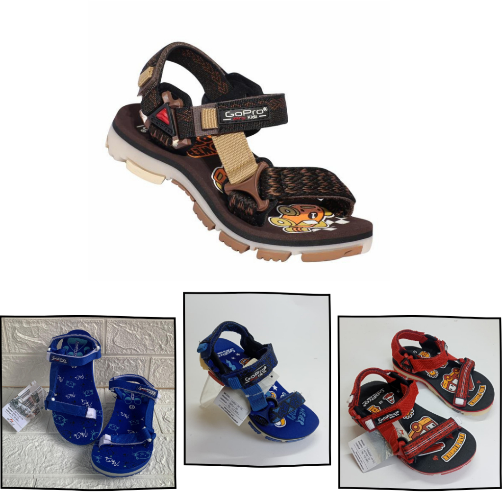 GOPRO Sandal Gunung Anak Cewek Cowok Original | Sandal Gunung Anti Air Nyaman 28-32