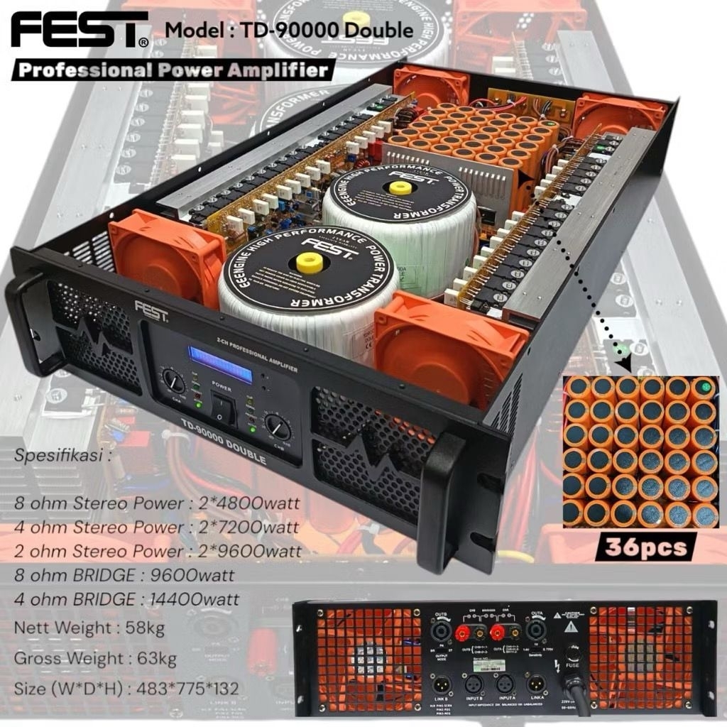 Power 2 Channel Fest TD 90000 Class TD 2X 4800W Original Fest TD9000 Double Travo